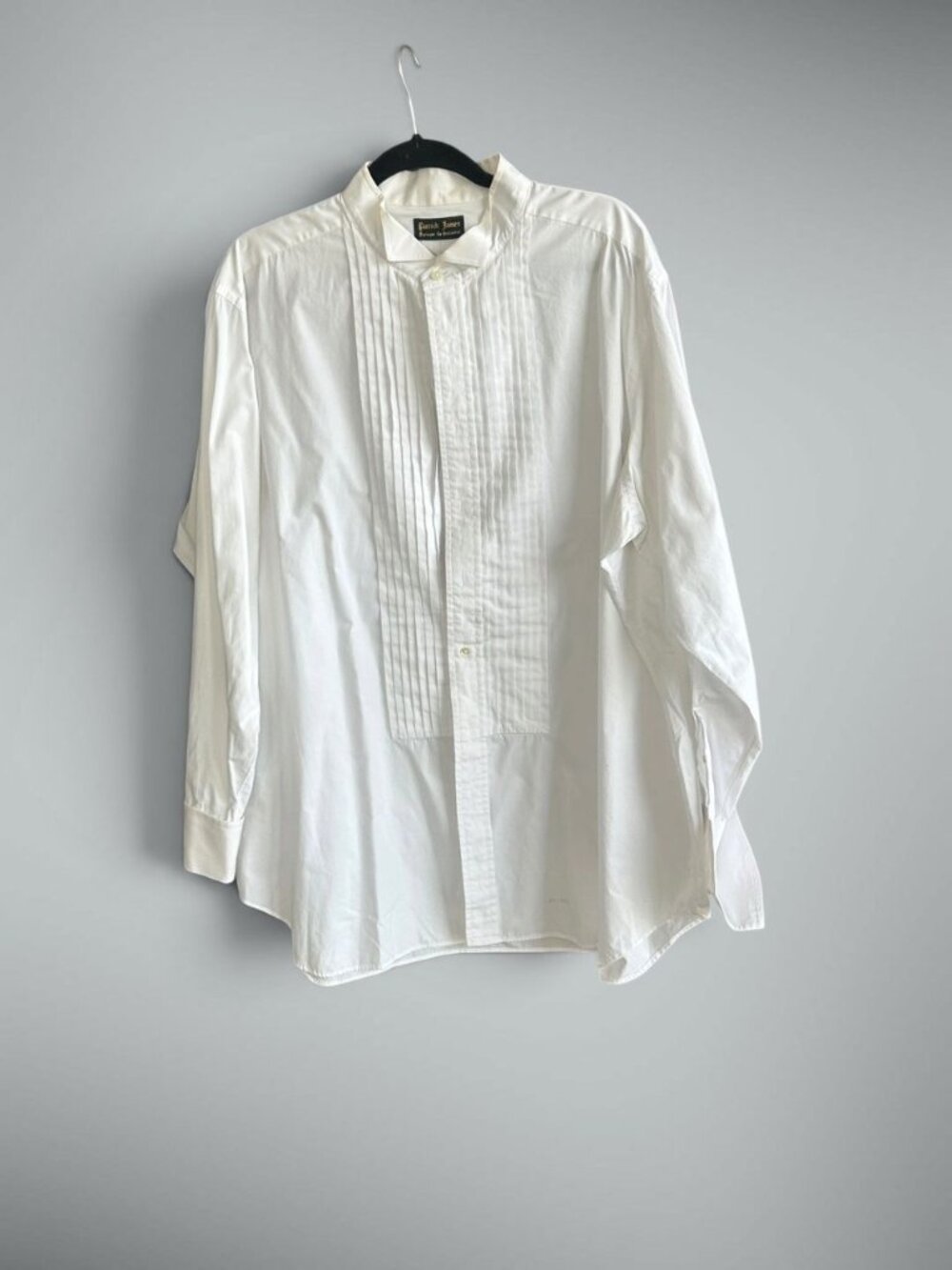 Patrick James White Formal Tuxedo Shirt Wing Collar Size 18.5/35 Needs Studs